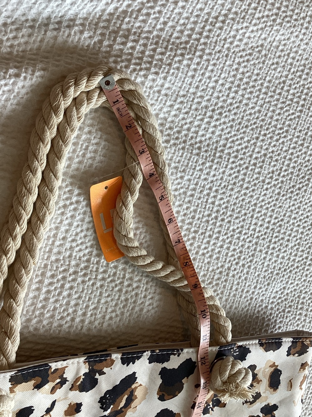 Leopard Print Canvas Tote Bag in White and Brown - Picture 4 of 4
